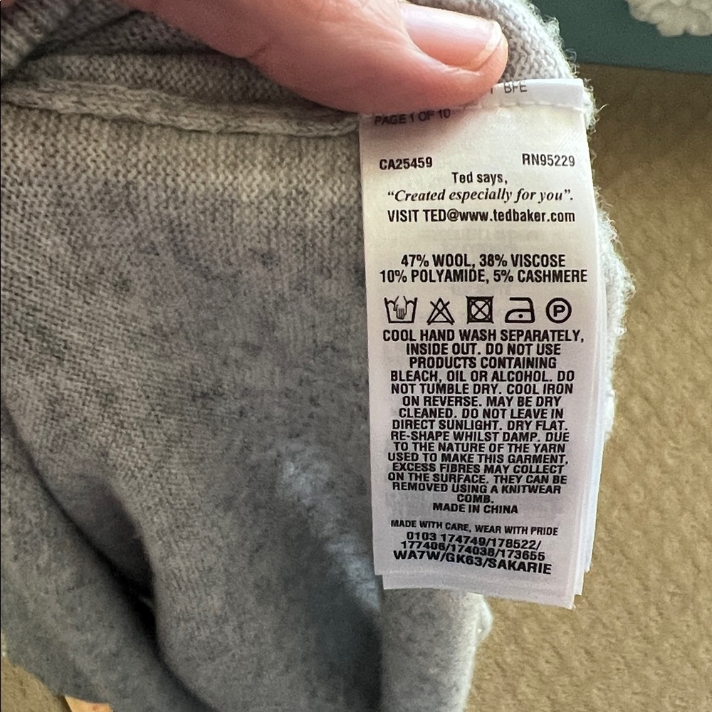 Ted Baker Light Gray Sweater with Bow Sleeve Detail - Picture 10 of 10